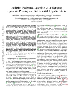 FedDIP: Federated Learning with Extreme Dynamic Pruning and Incremental
  Regularization