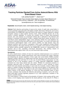 Tracking Particles Ejected From Active Asteroid Bennu With Event-Based
  Vision
