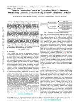 Towards Connecting Control to Perception: High-Performance Whole-Body
  Collision Avoidance Using Control-Compatible Obstacles