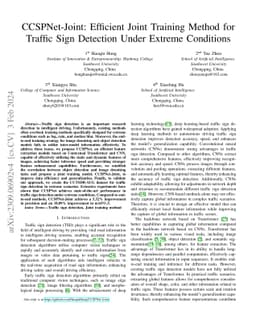 CCSPNet-Joint: Efficient Joint Training Method for Traffic Sign
  Detection Under Extreme Conditions