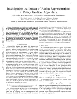 Investigating the Impact of Action Representations in Policy Gradient
  Algorithms