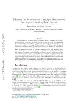 Enhancing the Performance of Multi-Agent Reinforcement Learning for
  Controlling HVAC Systems