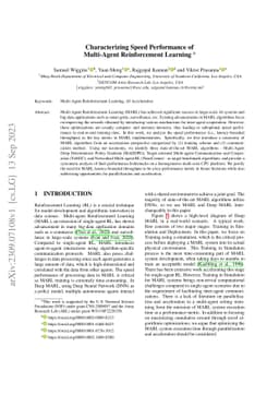 Characterizing Speed Performance of Multi-Agent Reinforcement Learning