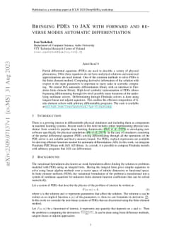Bringing PDEs to JAX with forward and reverse modes automatic
  differentiation