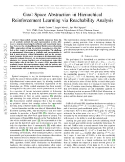 Goal Space Abstraction in Hierarchical Reinforcement Learning via
  Reachability Analysis