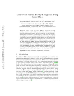 Overview of Human Activity Recognition Using Sensor Data