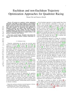 Euclidean and non-Euclidean Trajectory Optimization Approaches for
  Quadrotor Racing