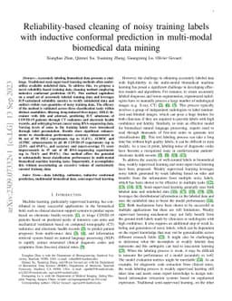 Reliability-based cleaning of noisy training labels with inductive
  conformal prediction in multi-modal biomedical data mining
