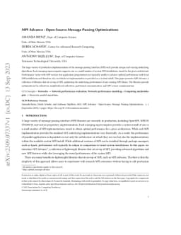 MPI Advance : Open-Source Message Passing Optimizations