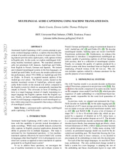 Multilingual Audio Captioning using machine translated data