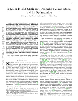 A Multi-In and Multi-Out Dendritic Neuron Model and its Optimization