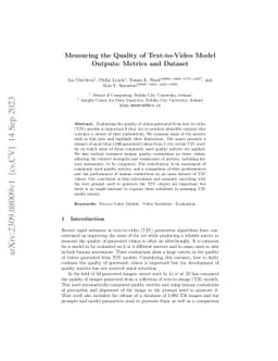 Measuring the Quality of Text-to-Video Model Outputs: Metrics and
  Dataset