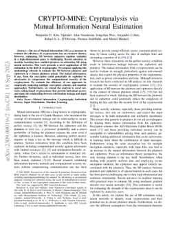 CRYPTO-MINE: Cryptanalysis via Mutual Information Neural Estimation