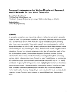 Comparative Assessment of Markov Models and Recurrent Neural Networks
  for Jazz Music Generation