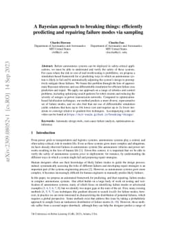 A Bayesian approach to breaking things: efficiently predicting and
  repairing failure modes via sampling
