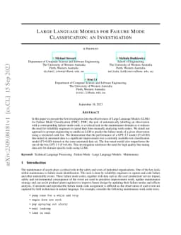 Large Language Models for Failure Mode Classification: An Investigation
