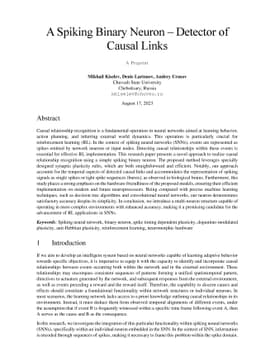 A Spiking Binary Neuron -- Detector of Causal Links