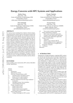 Energy Concerns with HPC Systems and Applications