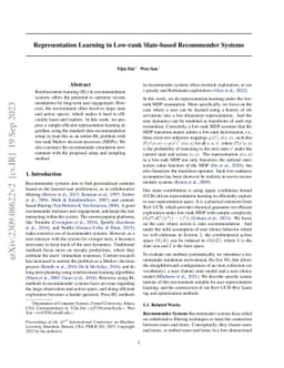 Representation Learning in Low-rank Slate-based Recommender Systems