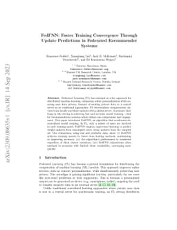 FedFNN: Faster Training Convergence Through Update Predictions in
  Federated Recommender Systems