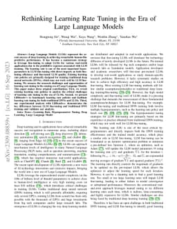 Rethinking Learning Rate Tuning in the Era of Large Language Models