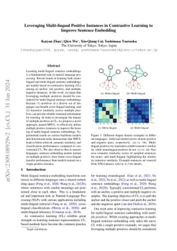 Leveraging Multi-lingual Positive Instances in Contrastive Learning to
  Improve Sentence Embedding