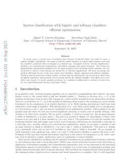 Inverse classification with logistic and softmax classifiers: efficient
  optimization