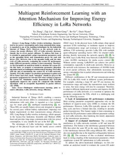 Multiagent Reinforcement Learning with an Attention Mechanism for
  Improving Energy Efficiency in LoRa Networks