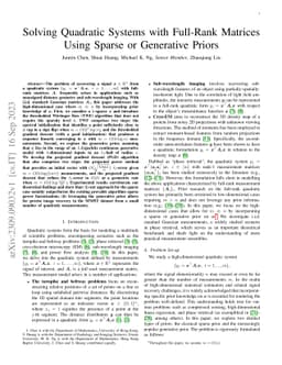 Solving Quadratic Systems with Full-Rank Matrices Using Sparse or
  Generative Priors