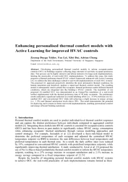 Enhancing personalised thermal comfort models with Active Learning for
  improved HVAC controls