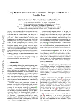 Using Artificial Neural Networks to Determine Ontologies Most Relevant
  to Scientific Texts