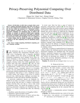 Privacy-Preserving Polynomial Computing Over Distributed Data