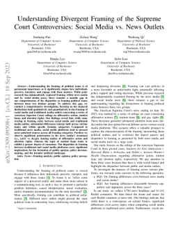 Understanding Divergent Framing of the Supreme Court Controversies:
  Social Media vs. News Outlets