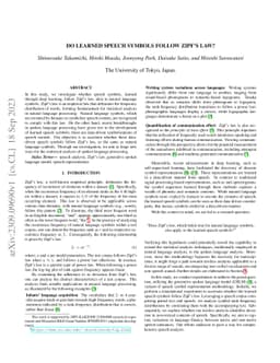 Do learned speech symbols follow Zipf's law?