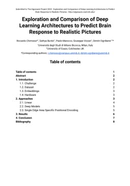 Exploration and Comparison of Deep Learning Architectures to Predict
  Brain Response to Realistic Pictures