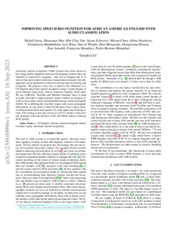 Improving Speech Recognition for African American English With Audio
  Classification