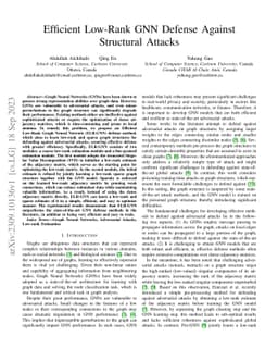 Efficient Low-Rank GNN Defense Against Structural Attacks