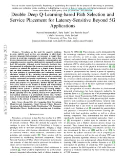 Double Deep Q-Learning-based Path Selection and Service Placement for
  Latency-Sensitive Beyond 5G Applications