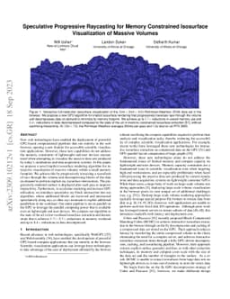 Speculative Progressive Raycasting for Memory Constrained Isosurface
  Visualization of Massive Volumes