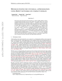 Minimum width for universal approximation using ReLU networks on compact
  domain