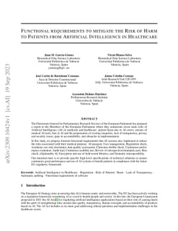 Functional requirements to mitigate the Risk of Harm to Patients from
  Artificial Intelligence in Healthcare