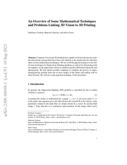 An overview of some mathematical techniques and problems linking 3D
  vision to 3D printing