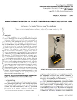 Mobile Manipulation Platform for Autonomous Indoor Inspections in
  Low-Clearance Areas