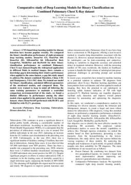 Comparative study of Deep Learning Models for Binary Classification on
  Combined Pulmonary Chest X-ray Dataset