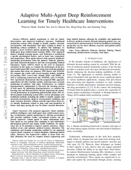 Adaptive Multi-Agent Deep Reinforcement Learning for Timely Healthcare
  Interventions