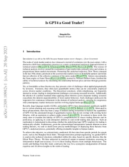 Is GPT4 a Good Trader?