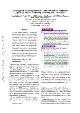 Exploring the Relationship between LLM Hallucinations and Prompt
  Linguistic Nuances: Readability, Formality, and Concreteness