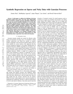 Symbolic Regression on Sparse and Noisy Data with Gaussian Processes