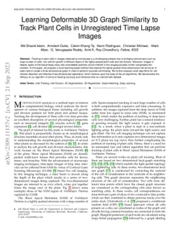 Learning Deformable 3D Graph Similarity to Track Plant Cells in
  Unregistered Time Lapse Images