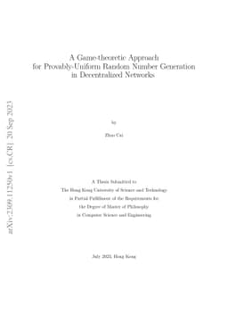 A Game-theoretic Approach for Provably-Uniform Random Number Generation
  in Decentralized Networks